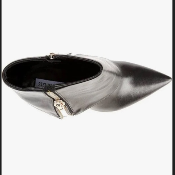 Steve Madden Renee black leather cuffed pointy toe stiletto Ankle Boots size 11 - Picture 6 of 8